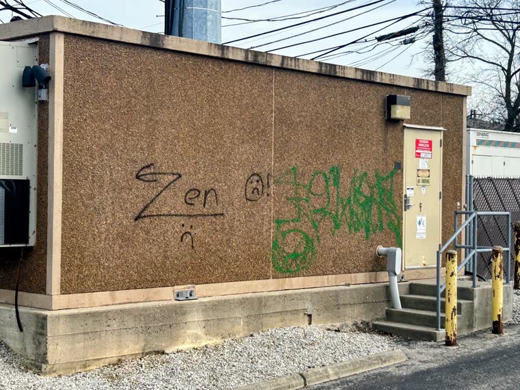 Graffiti removal before photo in Northeast Ohio